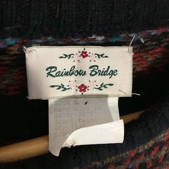 Vintage Rainbow Bridge Wool Sweater Knitted Women LRG Hong Kong 46" Chest - Picture 2 of 6